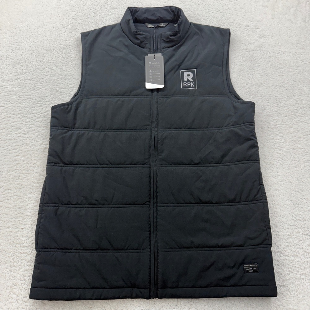 NWT Travis Mathew Mens Vest Black Prestige Lifestyle Puffer Quilted Full Zip M